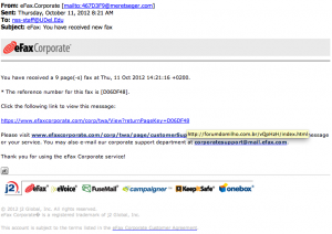 Fake eFaxCorporate phishing email