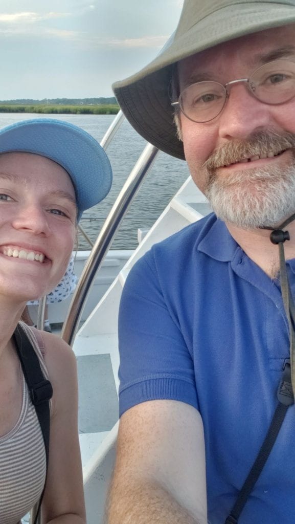Katie Bird & Jeff Buler on a boat.