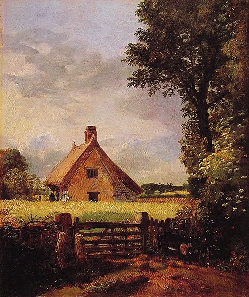 "A Cottage in a Cornfield" by John Constable
