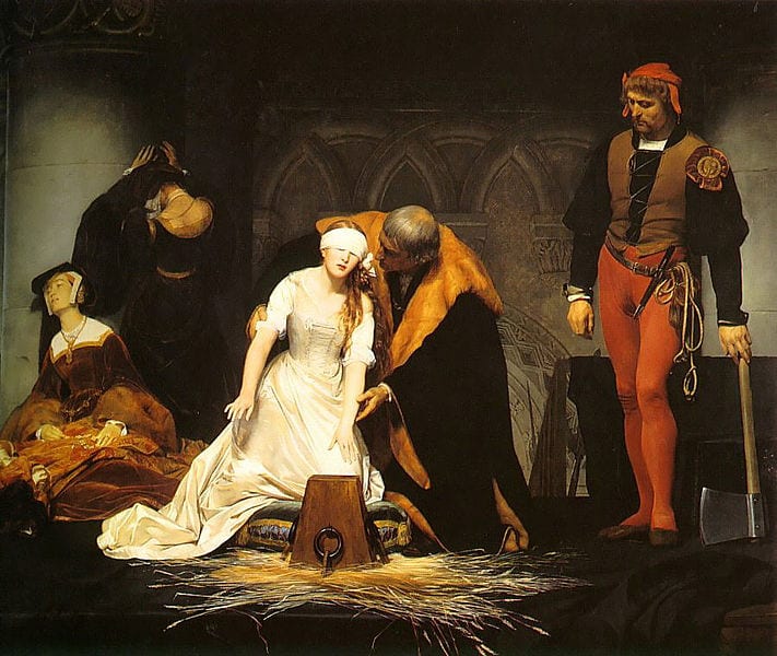 The execution of Lady Jane Grey in the Tower of London in the year 1554
