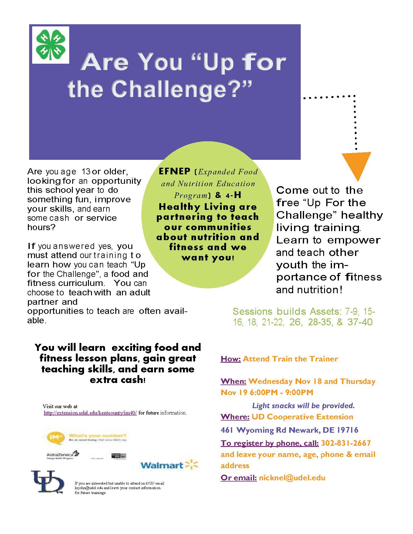 Up For The Challenge Train the Trainer Flyer Fall 2015 (NCC)