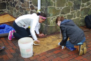 Amara and Nicole focused on their excavation unit!