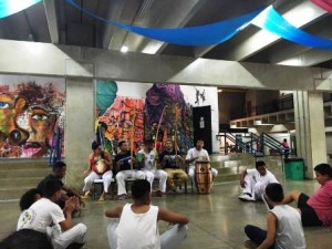 Watching capoeira in Sao Paulo