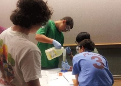 group of students doing an experiment