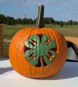 Pumpkin carved with the 4-H Clover