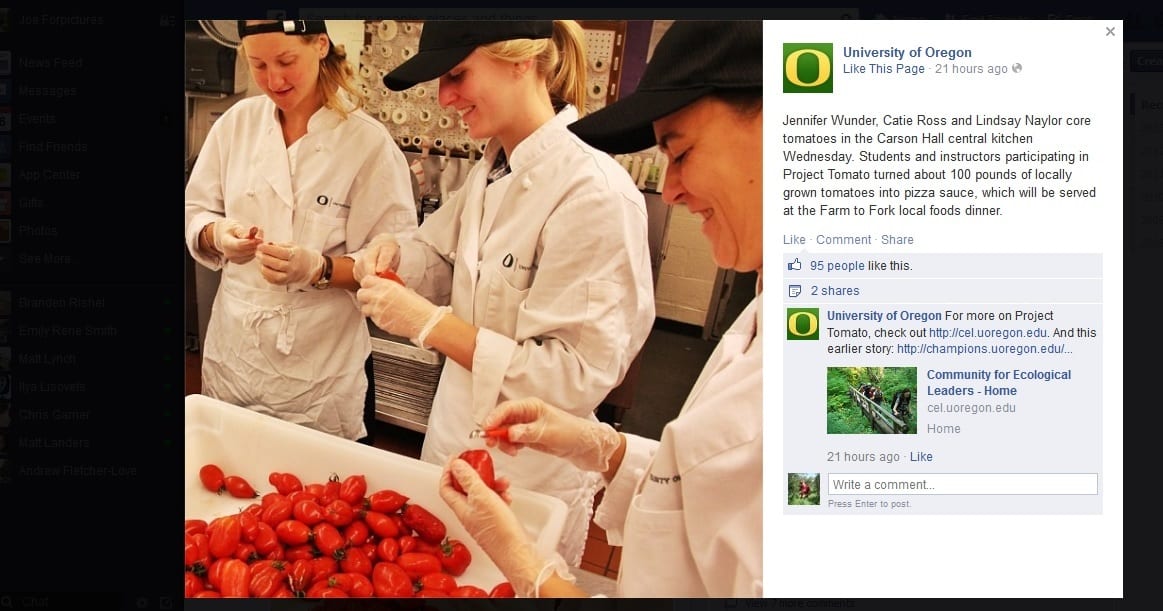 Project Tomato makes a splash on the UO FB page.