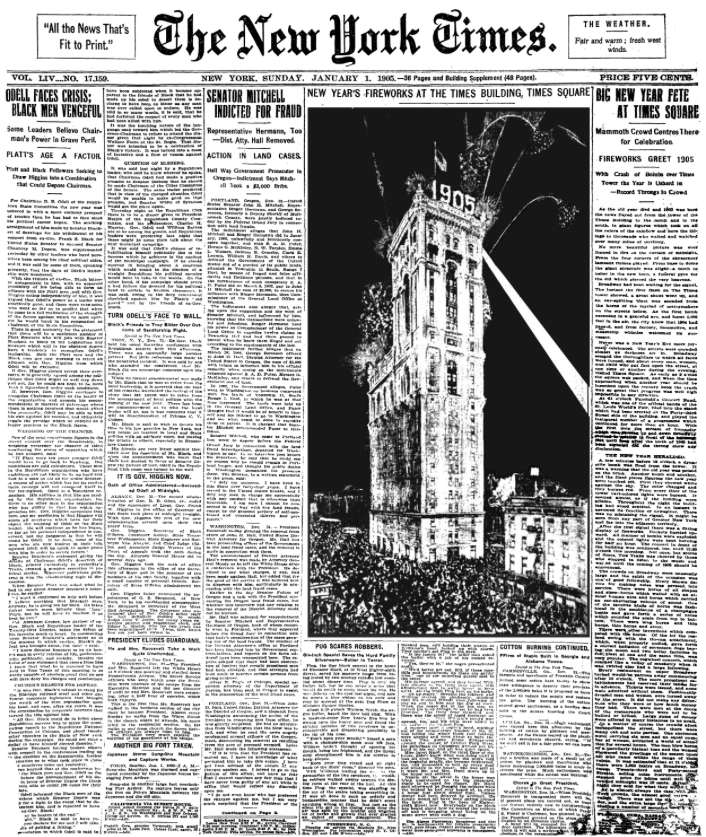Front page of The New York Times depicting One Times Square in 1905. Photo courtesy of Times Square Alliance