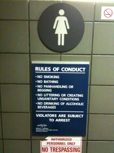 Figure 5. Public toilet in Penn Station (photograph by author, New York, April, 2010)