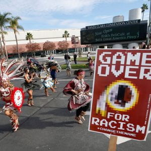 Native Americans protesting the logo of the Washington Redskins