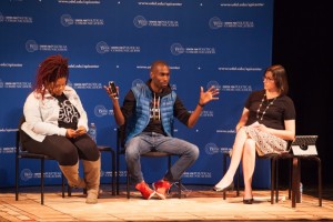 Netta Elzie and DeRay Mckesson speaking about Race in America for National Agenda Series. Photo by Ambre Alexander Payne