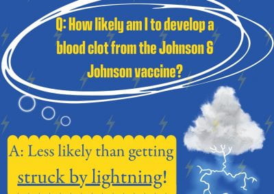post about the J&J vaccination not having a high likelihood of causing a blood clot