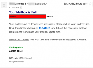 Your mailbox is full scam.