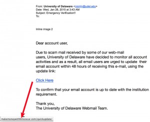 Get email like this one? Note where the link goes! Just delete email like this one.
