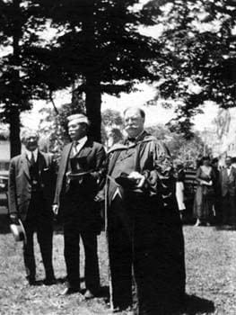 William Howard Taft, President of the United States from 1909-1913, spoke at the 1918 commencement ceremonies for Delaware College. He is pictured here on the right, accompanied by Delaware governor John G. Townsend (center) and Josiah Marvel (left).