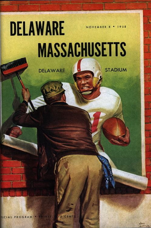 Cover of the official football program for the University of Delaware vs. University of Massachusetts game on November 8, 1958.