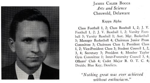 James Caleb Boggs from the 1931 - 1932 yearbook.