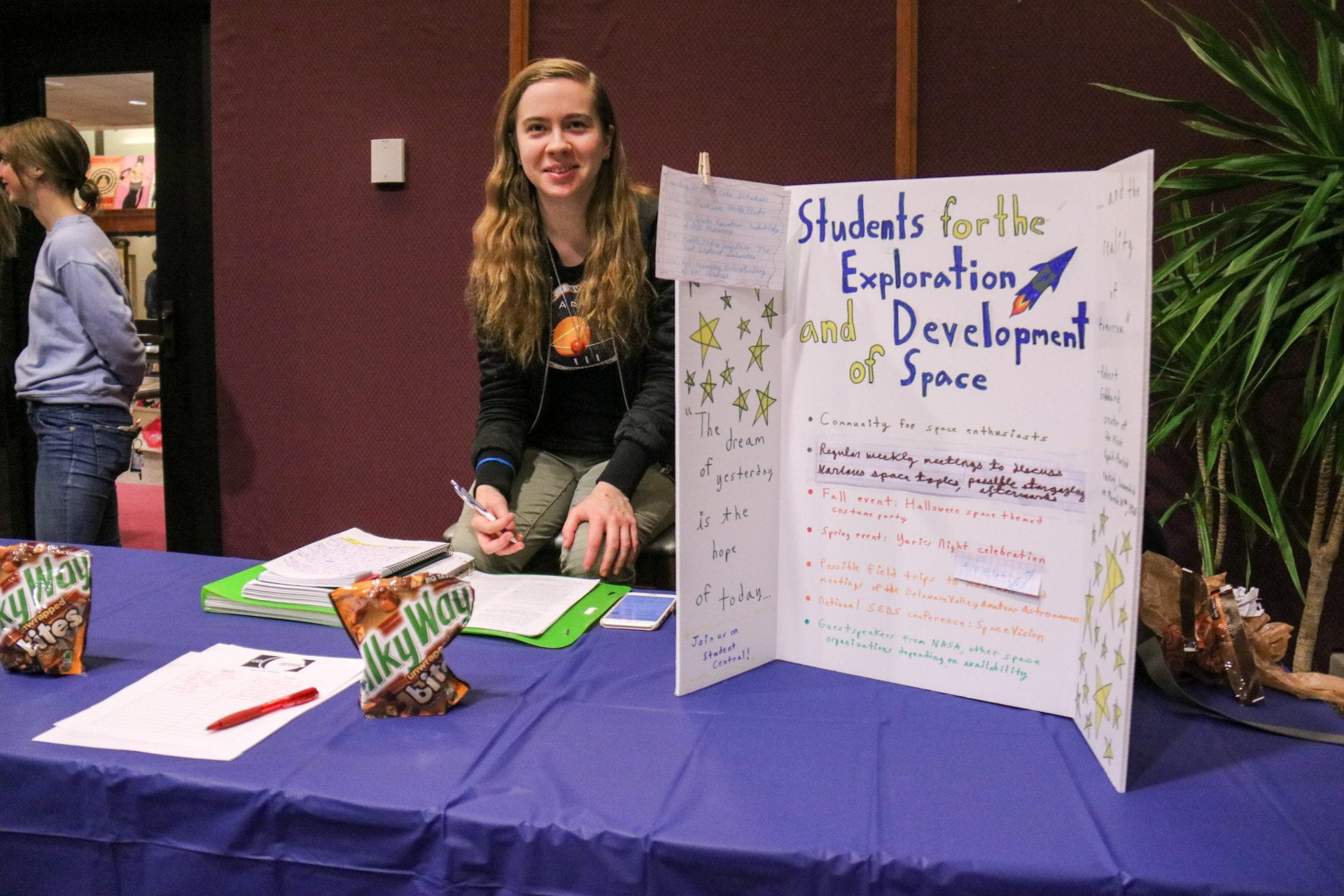 Students for the Exploration and Development of Space table at Spring Activities Night