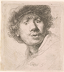 Rembrandt, Self-Portrait in a Cap, Open-Mouthed, 1630, Morgan Library and Museum, New York