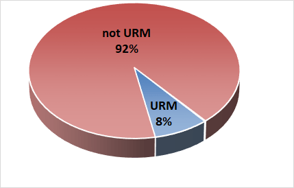 Pie chart showing the percentage of Underrepresented Minority male faculty and staff