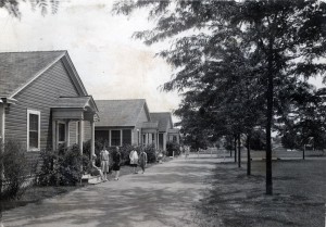 Temporary women's dormitories known as Topsey, Turvey & Boletus in the 1920s.  Image courtesy the University of Delaware Archives.